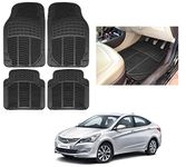 Auto Addict Rubber Mats Car Foot Mats (Black,Set of 4Pcs) for Verna Fluidic