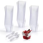 BELLE VOUS 100 Pack of Mini Dessert Cups & Spoons - 60ml/2oz Clear Reusable Parfait Plastic Appetizer Bowls - Pudding Tasting/Serving Party Pots for Mousse, Fruit, Trifle, Ice Cream & Other Desserts