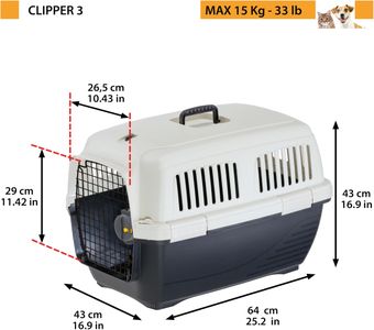 Ferplast CLIPPER 3 Cat & Small Dog Carrier – IATA Approved, 15kg, Steel Door