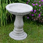 Garden Ornaments by Onefold BB25 Twist Stone Bird Bath Feeder, Grey, 40x40x47.5 cm