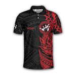 DnDeez Custom Bowling Shirt, Bowling Team Polo Shirt Tribal pattern1, Sizes: S-5XL, Red, Large