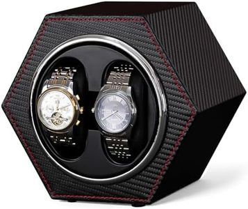 LIAN Double Watch Winders Automatic Watches Storage Case with Quiet Japanese Mabuchi Motor Watch Box PU Watch Winder for Rolex Men's Women's Birthday Anniversary Valentine's Day Gift Carbon Fibre
