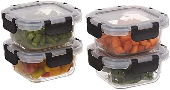 Amazon Brand - Solimo Glass Borosilicate Container 350Ml- Set of 4, Detachable Lid, Transparent