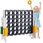 Costzon Giant 4-in-A-Row, Jumbo 4-to-Score Giant Games for Kids Adult, Indoor Outdoor Party Family Connect Plastic Game, 4 Feet Wide 3.5 Feet Tall w/42 Jumbo Rings & Quick-Release Slider, Blue & White