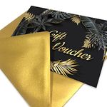 Gift Vouchers with Envelopes, Black and Gold Blank Gift Certificate cards, A6 Size Gift Cards, ideal for Businesses, Beauty Salons, Wedding, Restaurant, Christmas, Birthday (40 Pack)