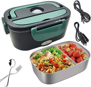 FOHOA Electric Heating Lunch Bento Box AU Plug, Portable Stainless Steel Food Warmer Container Heater for Car Office School, Leak Proof, Lunch Heating Microwave for Truckers(Green)