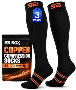 SB SOX 3-Pair Copper Compression Socks, 15-20mmHg (Black/Copper, L/XL)