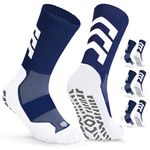 Closemate 3 Pairs Soccer Socks Men Women Anti Slip Grip Sport Socks Cotton Cushion Wicking Anti Blister Athletic Socks for Basketball Football Hockey Hiking Running (3NavyBlue, Size M)