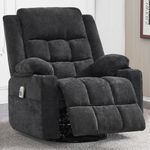 Ketaiyou Power Swivel Rocker Recliner Chair for Adults with Massage and Heat, USB and Type-C Ports, Infinite Position, Electric Leather Glider Reclining Single Sofa Chair for Living Room(Black)