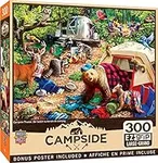 Masterpieces 300 Piece EZ Grip Jigsaw Puzzle - Campsite Trouble - Camping Entertainment - 18"x24" - XL Pieces, Unique Design, Eco-Friendly, Challenging, Quality Guarantee