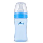 Chicco Feed Easy Milk Feeding Bottle for Babies & Toddlers, V-Shaped Anti-Colic System to Prevent Colic, Gas & Discomfort, BPA-Free, Slow Flow, 0m+ (125ml, Blue)