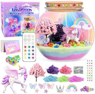 Unicorn Light-Up Terrarium Kit for Kids - Multicolor LED Night Light Birthday Gifts - Unicorn Toys for Girls Ages 4-6 7 8 9 10 Year Old - Kids Arts and Crafts Kit
