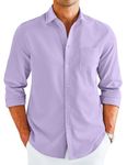 COOFANDY Men's Long Sleeve Button Up Dress Shirt Casual Untucked Button Down Wrinkle Free Fitted Fashion Shirts Purple