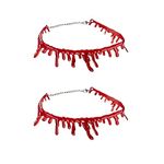 Dripping Blood Halloween Choker Necklace Costume Necklaces for Women Girls Horror Blood Drip Chokers Necklace Halloween Cosplay Costumes for Women 2Pcs Blood Drop Chokers