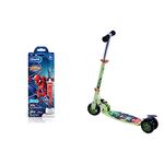 Oral B Kids Electric Rechargeable Toothbrush, Featuring Spider Man (Age 3+Multicolor) & Toyzone Scooter Oval-Kids Skate Ride on|Adjustable Height|Foldable Scooter for Kids Age 6+ Years-Green