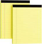 MSKKSM Legal Pads 8.5 x 11, 2 Pack Yellow Note Pads 8.5 x 11 Writing Pads, Wide Ruled Legal Notepads, Lined Pads of Paper Yellow Paper Pads, 30 Sheets Per Notepad for School, Home, Office, Business