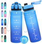 Expansea Water Bottle, 1L/500ML/700ML/1500ML Motivational Water Bottle with Time Marker & Scales-BPA Free Tritan-No Straw Sports Water Bottle for Teenager, Adult, Sports, Gym, School, Fitness