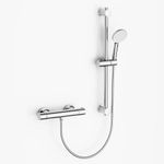 MORADO Thermostatic Shower Bar with Adjustable Riser Kit, Wall Mounted Bar Mixer Shower with 1.5M Hose Pipe and 3 Function Handhled Shower, Chrome