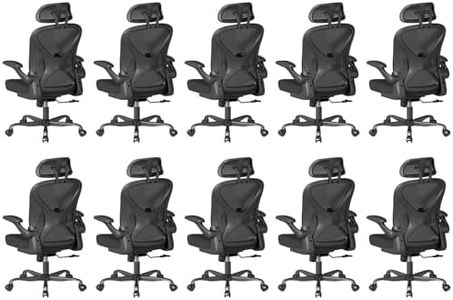 ZZH Ergonomic Office Chair Set of 10 with Adjustable Lumbar Support and Headrest, Mesh Home Office Desk Chair with Wheels and Flip-up Arms, Black