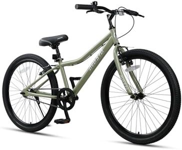 AVASTA Bilbo 24 Inch Kids Bike for Boys Girls 9 10 11 12 13 14 Years Old, Retro Style High Carbon Steel Bicycle with Adjustable Handlebars, Dual V-Brakes,Semi-Chain Guard, Kickstand, Army Green
