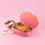 CELLO Altro Neo Lunch Box, Neo Pink 700ml, 2 Container Lunch Box for Kids | Steel Insulated Lunch Box with Veg Box | Leak-Proof Air Tight Container Tiffin Box for Kids | Ideal for School & Picnic