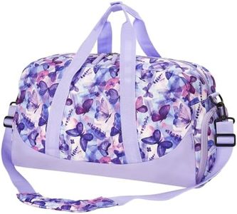 Choco Mocha Kids Duffle Bag Girls - Butterfly Weekender Overnight Bags for Girl Ages 9-12, Purple