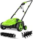 13-Inch 12 Amp Electric Dethatcher Scarifier with Foldable Handle, 2-in-1 Lawn Dethatcher with Two Safety Switches, 4-Position Depth Adjustment for Garden, Yard