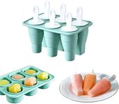 Collapsible Popsicle Molds 6 Grids DIY Ice Lolly and Ice Cream Moulds Silicone Ice-Pop Molds Easy Release Ice Cream Mold Reusable Popsicle Stick with Drip-Guards (Green)