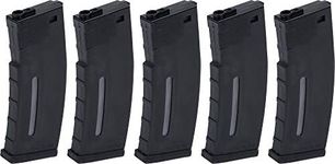 Evike BAMF Polymer Airsoft Magazine Mid-Cap 190rd for Airsoft M4 Series AEG Rifles (Color: Black / x5 Package)