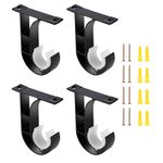 4 Pack Curtain Rod Ceiling Mount Bracket, Heavy Duty Curtain Rod Holder with Matching Screws, Aluminum Alloy Closet Rod Holder with Plastic Buckle Fit Up to 1-1/4 Inch Rod