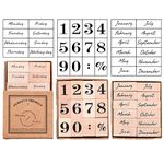 Ebrima 32 Pieces Wooden Rubber Stamp Set Week Months and Number Design Vintage Decorative Stamps for Craft Scrapbook Painting, Diary and Card Making (B)