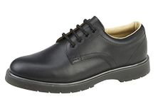 Grafters, M181, Men's Leather Uniform Shoe with PVC/Nitrile Sole (Black Waxy Leather, Numeric_8)