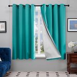 Deconovo Blackout Curtains Room Darkening Thermal Insulated Window Panels with Silver Coating Grommets Blocks Sunlight Curtains 52W x 63L inch Turquoise/Teal Set of 2 Panels