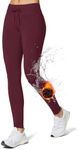 BALEAF Women's Thermal Leggings Cold Weather Waterproof Insulated Fleece Lined Tights High Waisted Running Yoga Snow Pants Gear Wine Red S