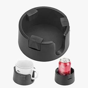 Adorila Anti-Spill Cup Holder, Adjustable Inner Diameter Drink Coaster with Sticker, Drink Holder for Home Office Outdoors (Black)