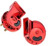 LOVMOTO Universal Car Horn Car Horn Truck Horn 115DB Truck Horn Air Horn Electric Horn Air Horn Red Waterproof Horn High Tone and Low Tone Horn with Metal Holder Car Horn for 12V Motorcycle Vans (SNAIL HORN)