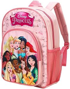 William Lamb Disney Princess Sac à dos d'école/de voyage pour enfants avec poche latérale en maille et poche avant zippée, Multicolore, (02909)