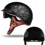 Retro Motorcycle Half Helmet, Open Face Moped Helmet Bike Cruiser Chopper Scooter Crash Moped ATV ECE Approved for Men and Women Adult M~XXL