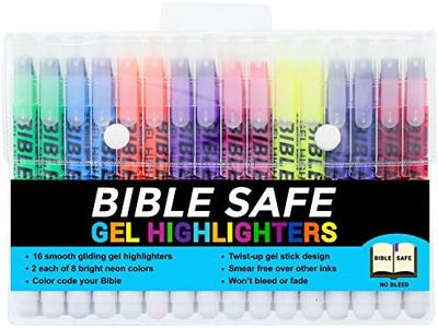 U.S. Office Supply Bible Safe Gel Highlighters, Pack of 16-2 Sets of 8 Bright Neon Fluorescent Highlight Colors Yellow, Orange, Pink, Purple, Green, Blue - Won't Bleed, Fade or Smear - Study Guide