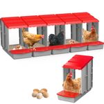 DETODDA Chicken Nesting Boxes for Laying Eggs, Roll Out Nesting Boxes for Chickens, Chicken Laying Boxes with Egg Roll Out, Eggs Collection Area to Protect Eggs for Chicken Coop, 6 Holes