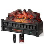 TURBRO Ebedi Alev 26 inch WiFi Infrared Quartz Electric Fireplace Log Heater, Sound Crackle, Realistic Lemon Wood Logs, Adjustable Flame Colours, Remote Control, Thermostat, Timer,