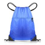 CHEPULA Drawstring Bags, Large Sports Backpack String Swim Drawstring Gym Bags for Women Men, Travel Beach Bag with Waterproof (Blue)