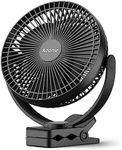 Koonie 10000mAh Rechargeable Portable Fan, 8-Inch Battery Operated Clip on Fan, USB Fan, 4 Speeds, Strong Airflow, Sturdy Clamp for Office Desk Golf Car Outdoor Travel Camping Tent Gym Treadmill,Black