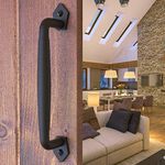 VivaLight 10 Inch Round Rustic Barn Door Handle - Solid Steel Black Pull for Sliding Doors, Gates, Garages, Sheds, Fences, Closets, Pantries - Durable & Stylish - Easy Install