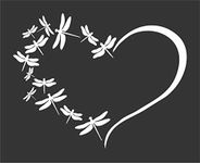 Dragonfly Heart Family Dragonflies Flying - Die Cut Vinyl Window Decal/Sticker for Car/Truck (White)