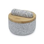 Joseph Joseph Dash Pestle and Mortar, Natural Granite with Bamboo lid, spice grinder and herb crusher