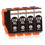 HenceBuy 378XL Black Ink Cartridges for Epson 378 XL Multipack Compatible with Epson Expression Photo XP-8700 XP-8600 XP-8500 XP-8505 XP-8605 XP-8000 XP-8005 HD XP-15000 Inkjet Printer (4BK)