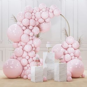 PartyWoo Pale Pink Balloons, 140 pcs Pink Balloons Different Sizes Pack of 18 Inch 12 Inch 10 Inch 5 Inch Pink Latex Balloons for Balloon Garland Balloon Arch as Birthday Party Decorations, Pink-Q01