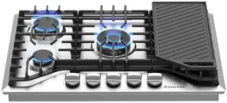 30 Inch Gas Cooktop, GASLAND Chef PRO GH3305SF 5 Burner Gas Stovetop with Reversible Cast Iron Grill/Griddle, Gas Countertop Plug-in, NG/LPG Convertible Gas Cooktops, Stainless Steel