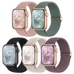 Raradev 5 Pack Braided Strap Compatible for Apple Watch Straps Women 40mm 41mm 38mm 42mm 44mm 45mm 46mm 49mm, Breathable Stretchy Elastic Sport Loop for iWatch SE Ultra 2 Series 10/9/8/7/6/5/4/3/2/1